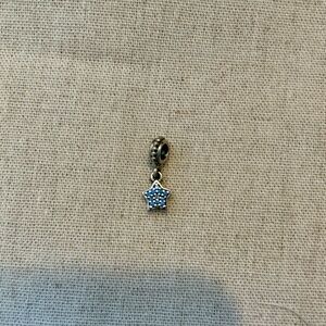 Pandora Sterling Silver Dangling Star Charm with Blue Crystals